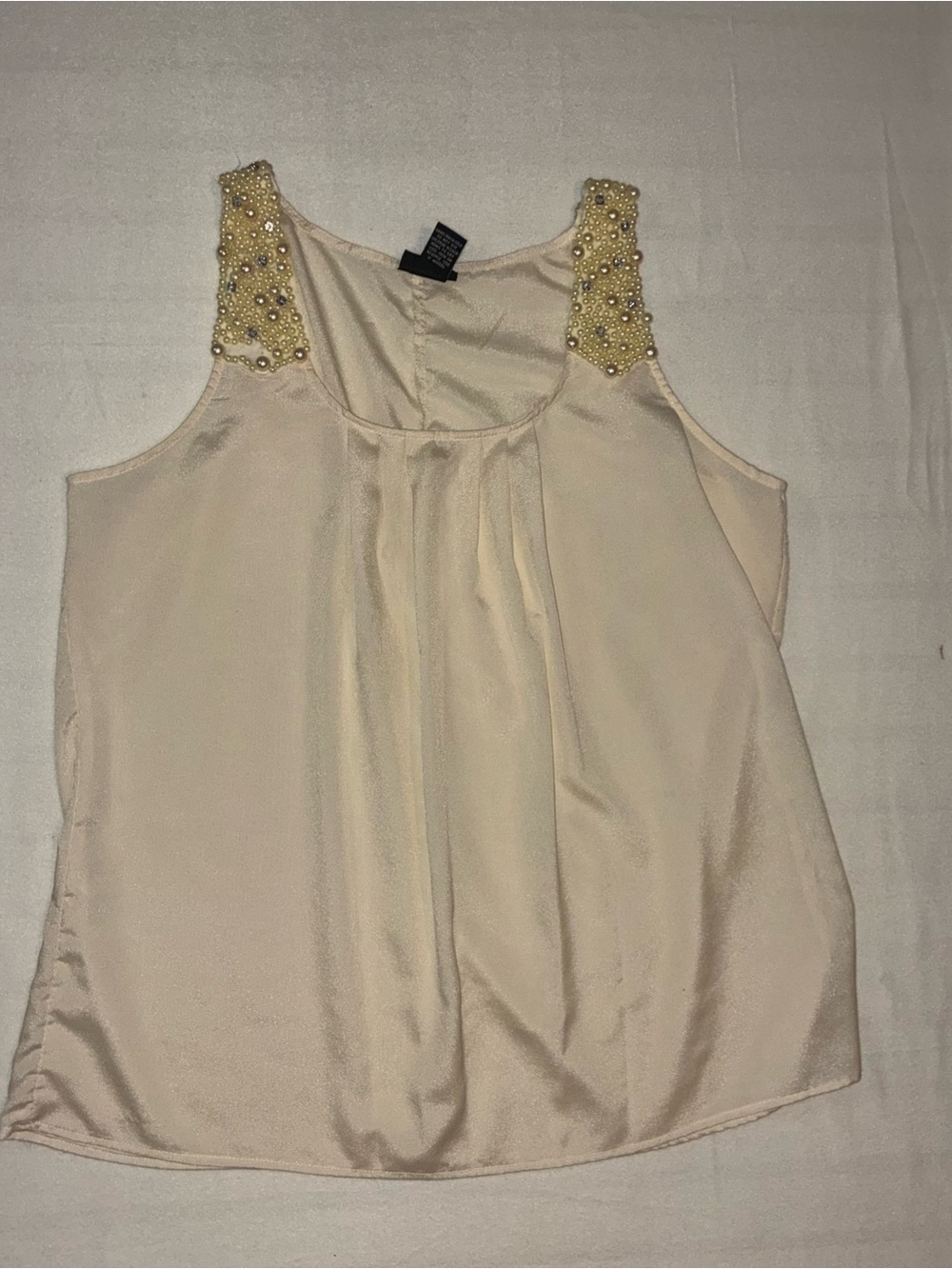 Rue21 🫧Pearl🫧-Embellished Cream Sleeveless Top